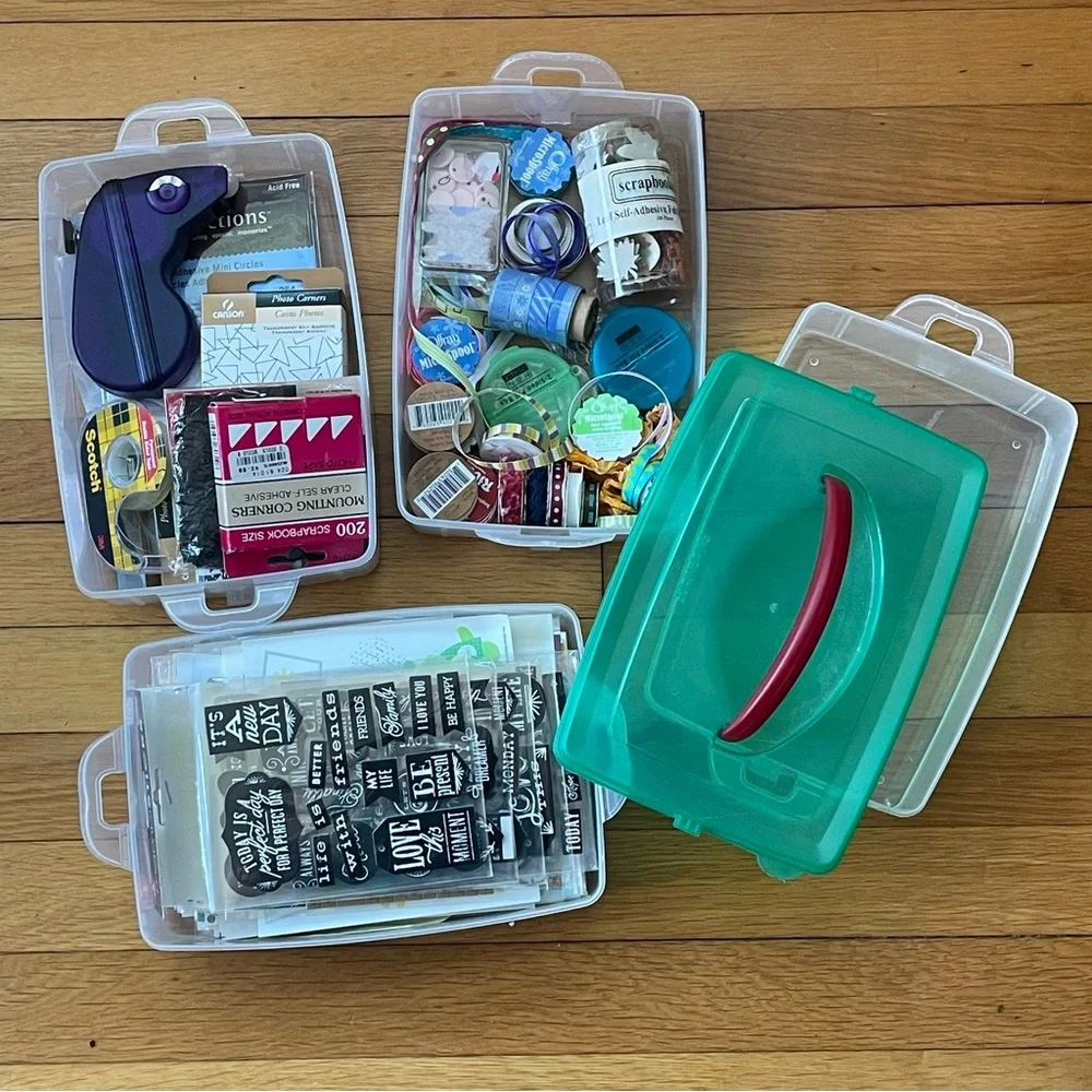 Scrapbooking Supplies Mystery Box Stackable Container Art Craft